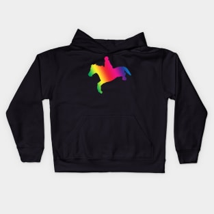 jumping horse rainbow Kids Hoodie